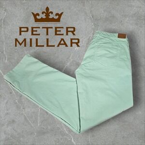 Peter Millar Men's Signature Sateen 5 Pocket Casual Golf Pants Key Lime 35*x33